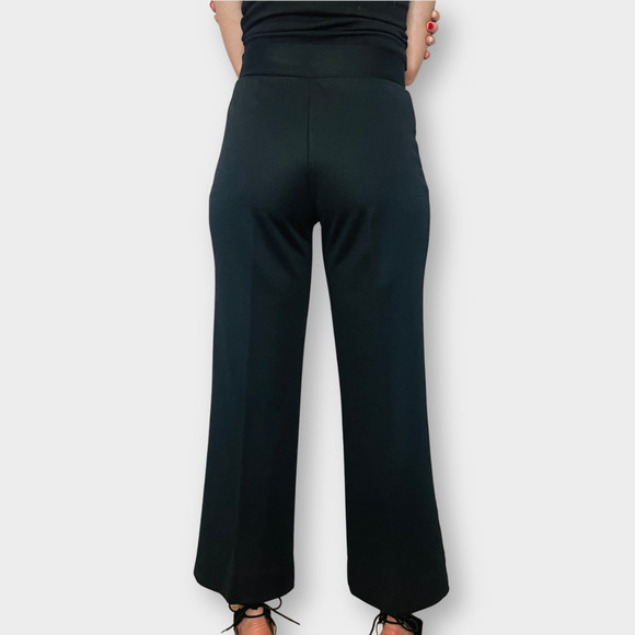 70s Black Flare Pants with Sheer Lace Panels - Picture 5 of 5